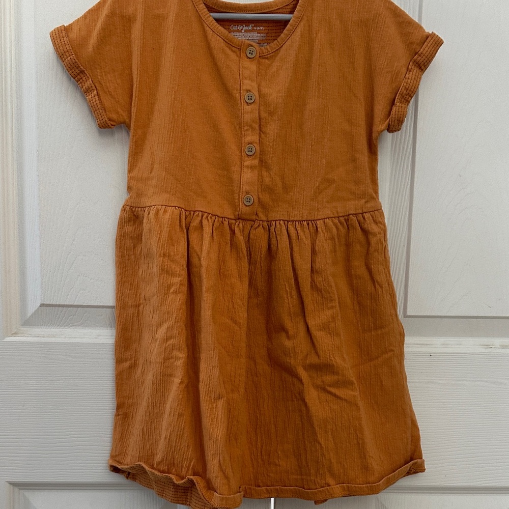 Orange Button-Front Kids Dress Size 6/7